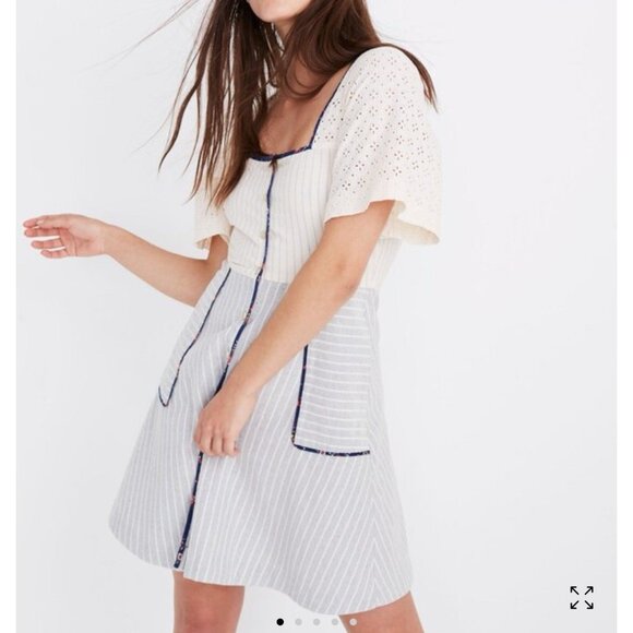 Madewell x The New Denim Project Patchwork Square-Neck Midi Dress NWOT Size 6 - Picture 1 of 13